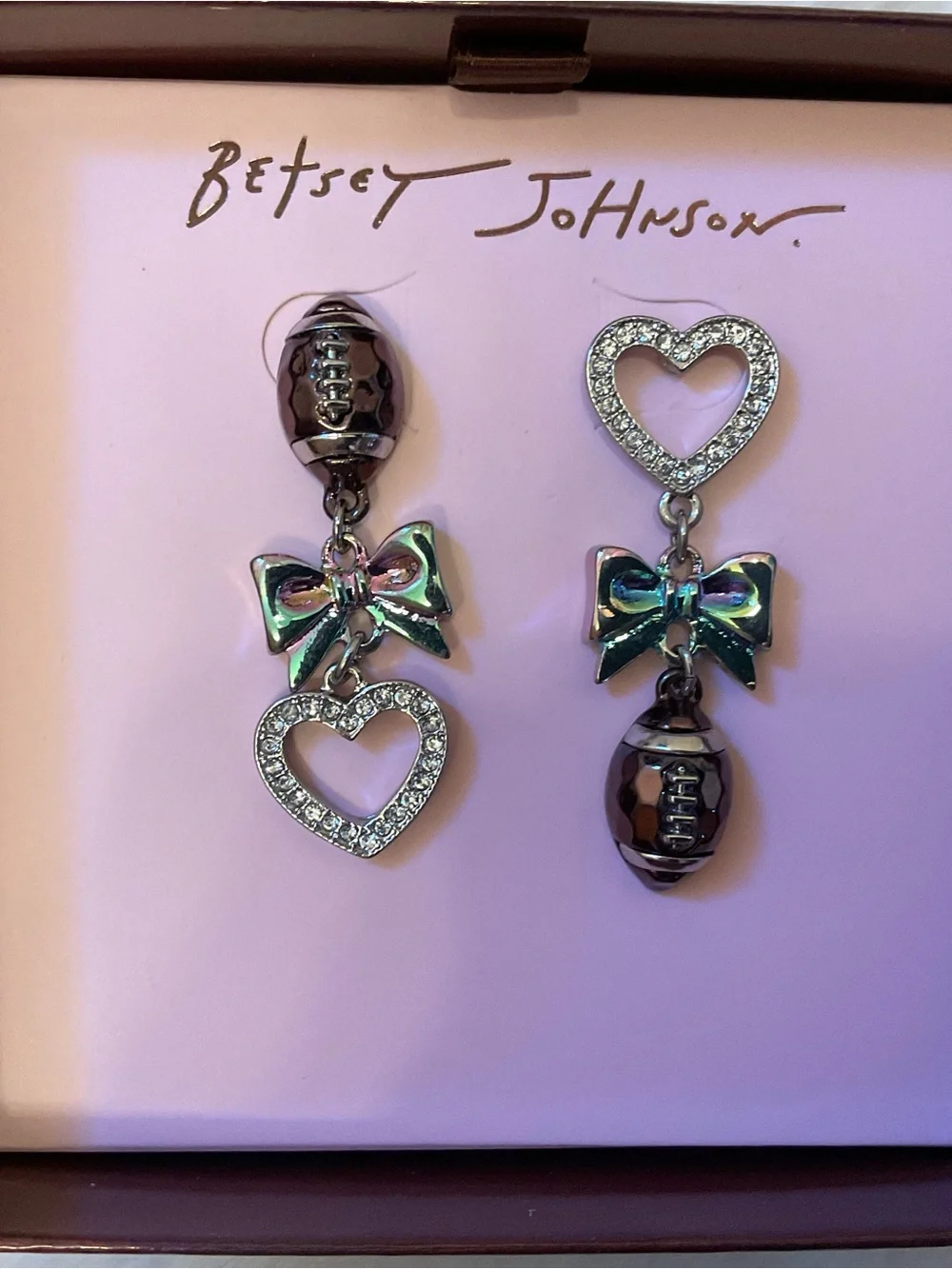 Betsey Johnson Football Mismatched Earrings - New in Box